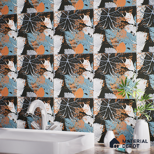 Floral Wall Tile TL 07248 C Plana 8003 GLM (Silver) 1 ft x 1 ft Ceramic Matte Finish - 9 mm  | 2 mm Spacer is Mandatory | Please Expect a Slight Variation of Pattern